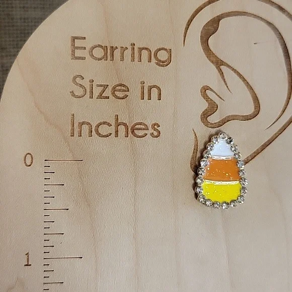 CANDY CORN SPARKLE EARRINGS - Picture 6 of 6